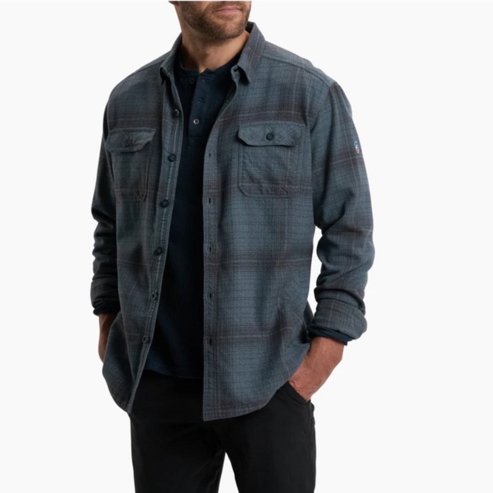 KÜHL Men's Deviatr Shirt-Jac Overcast Plaid  Blue Size XL
